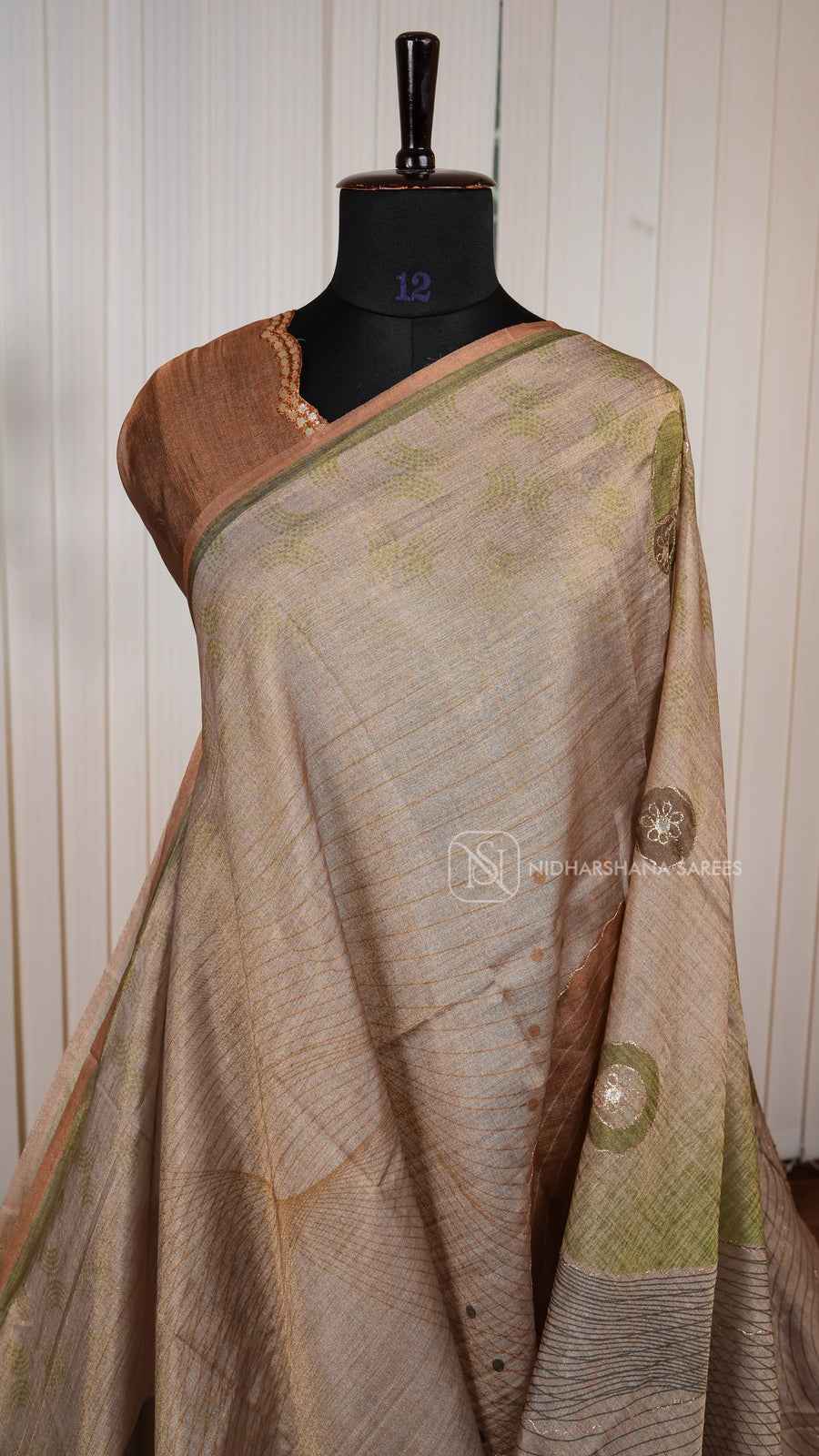 Semi Chanderi  With Digital Print And Cut Work Border