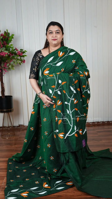 Bengal Cotton With Floral And Leaf Hand Paint Concept