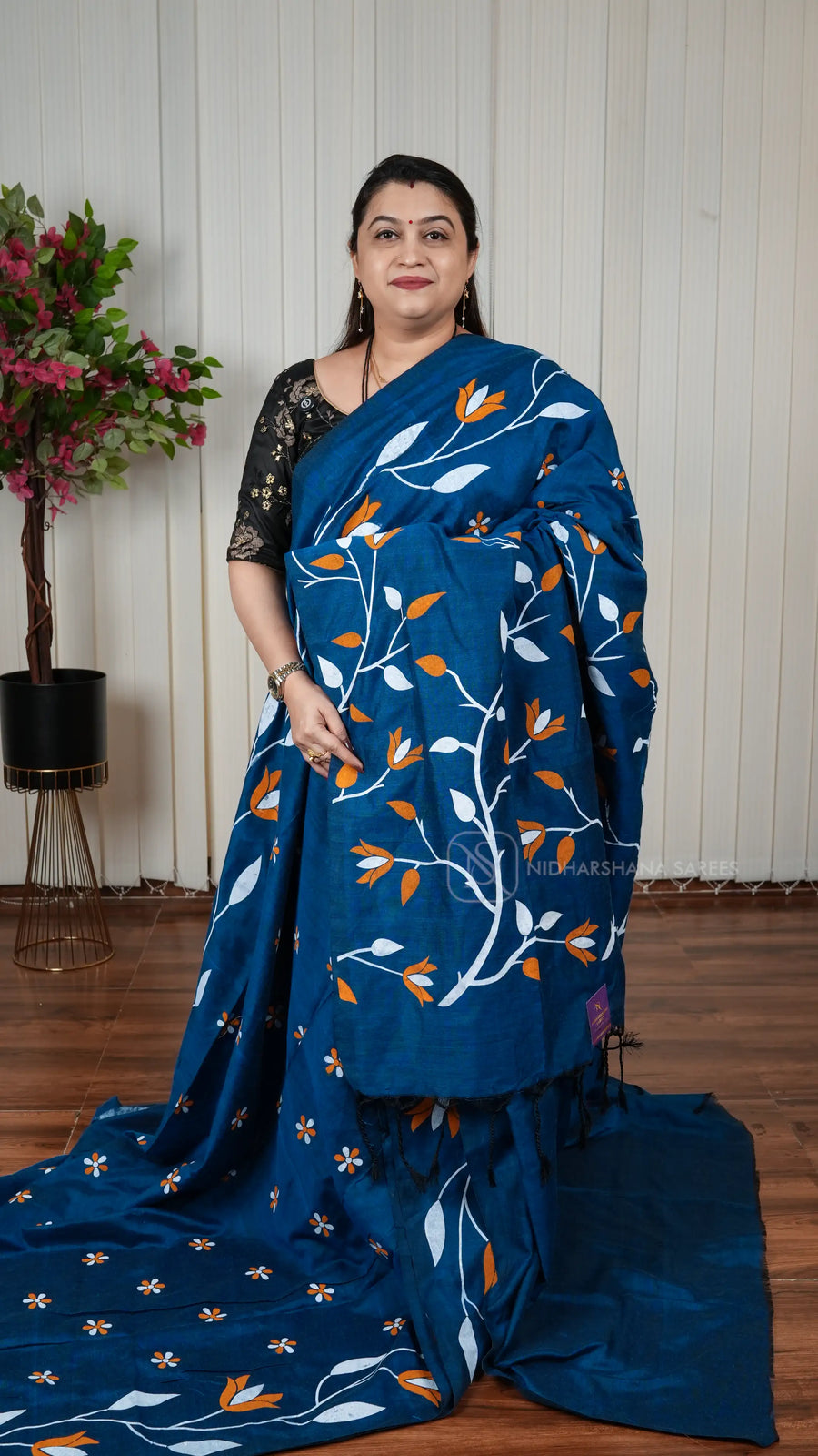 Bengal Cotton With Floral And Leaf Hand Paint Concept