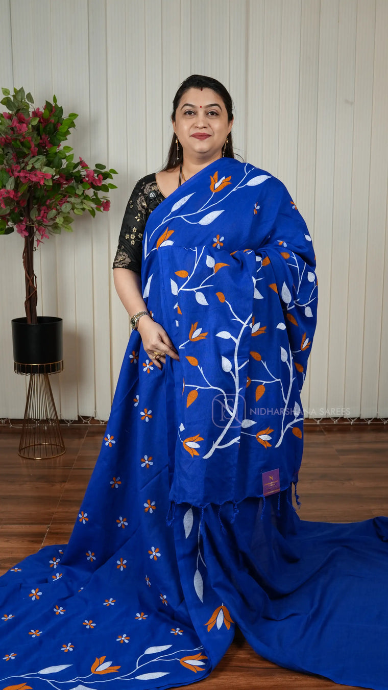 Bengal Cotton With Floral And Leaf Hand Paint Concept
