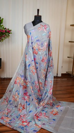 Linen By Chanderi With Floral Digital Print