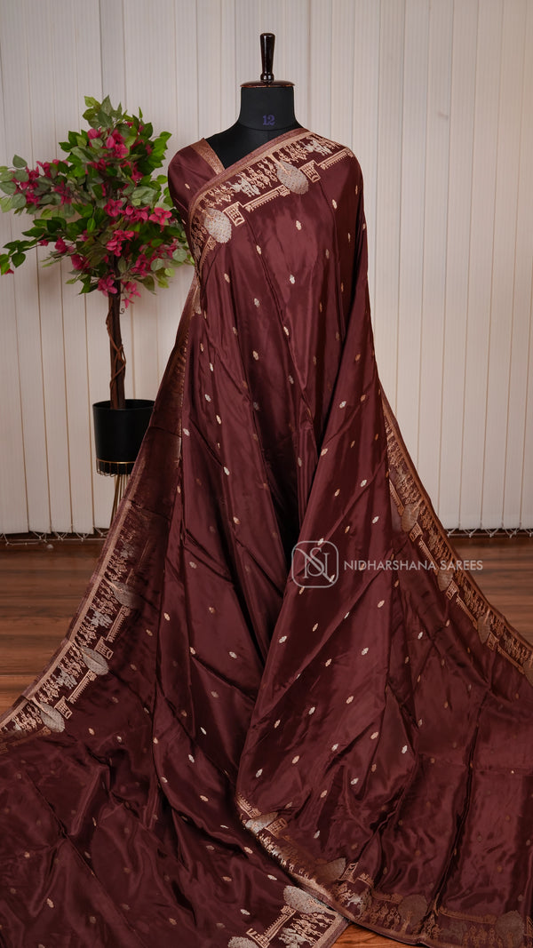 Premium Satin With Zari Butta And Zari Barli Print Border