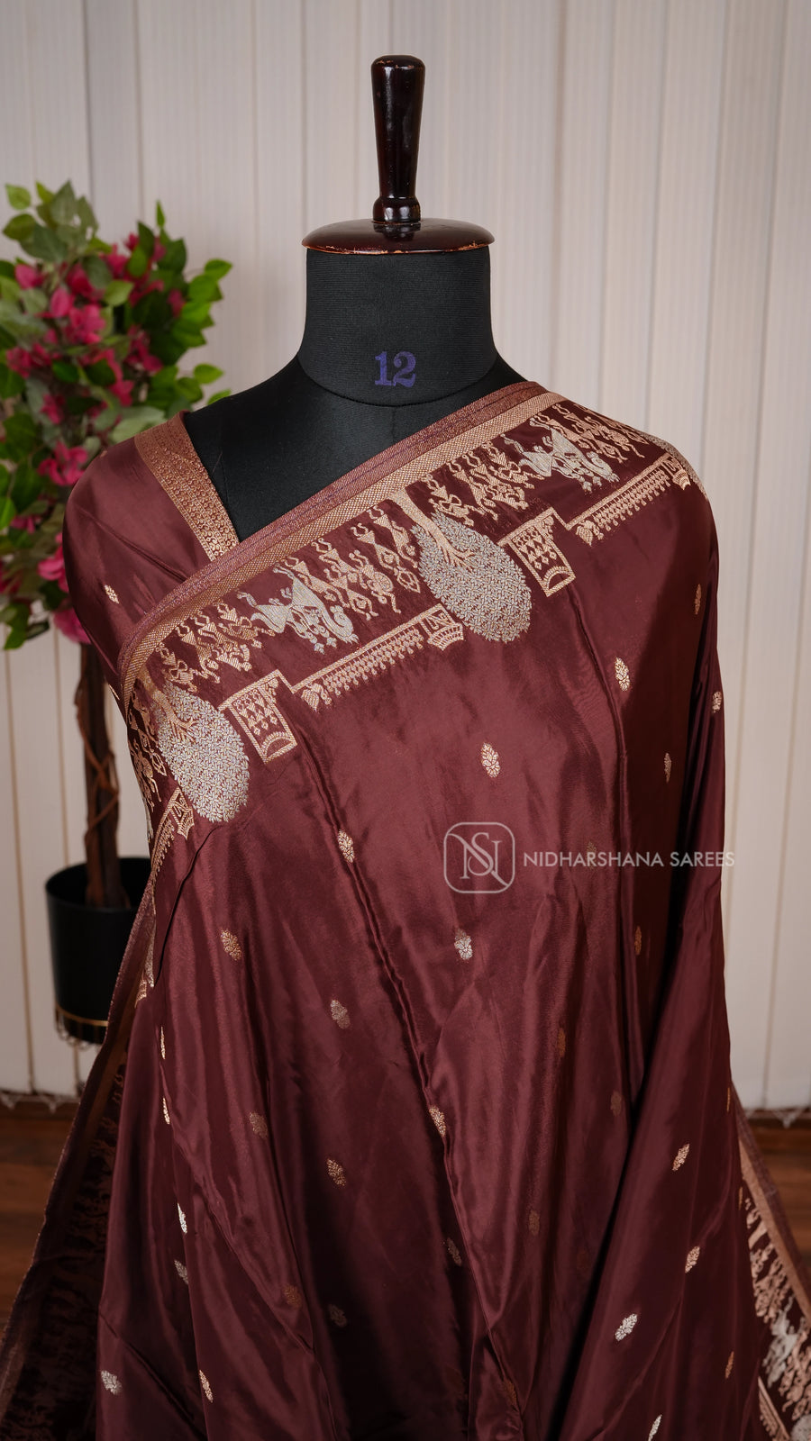 Premium Satin With Zari Butta And Zari Barli Print Border