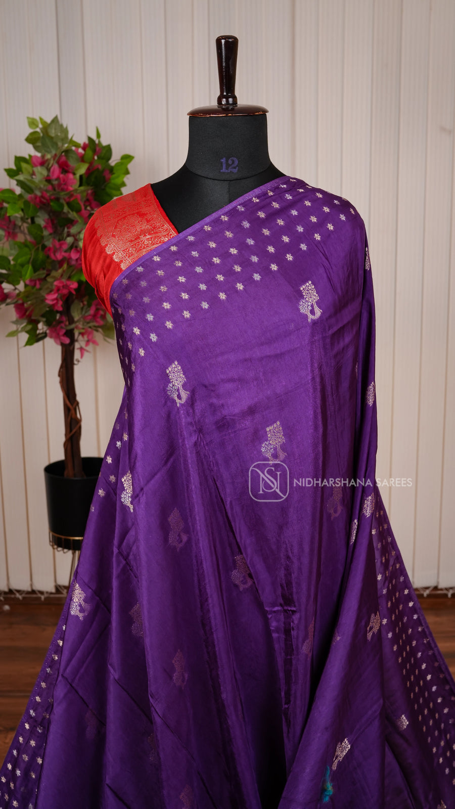 Premium Viscose Silk With Zari Butta And Contrast Zari Border