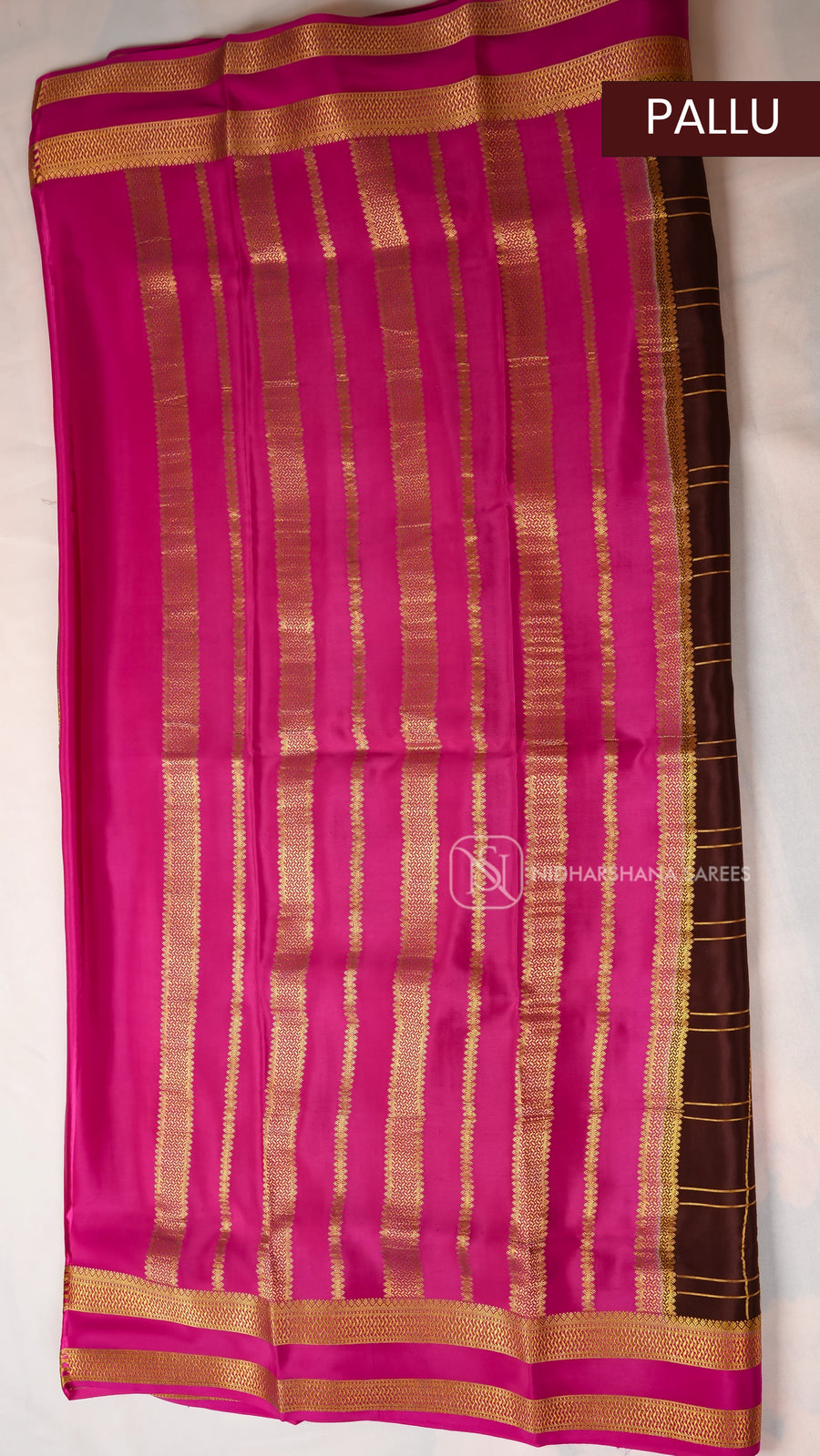 Pure Mysore Crepe Silk With Zari Checks And Contrast Zari Border
