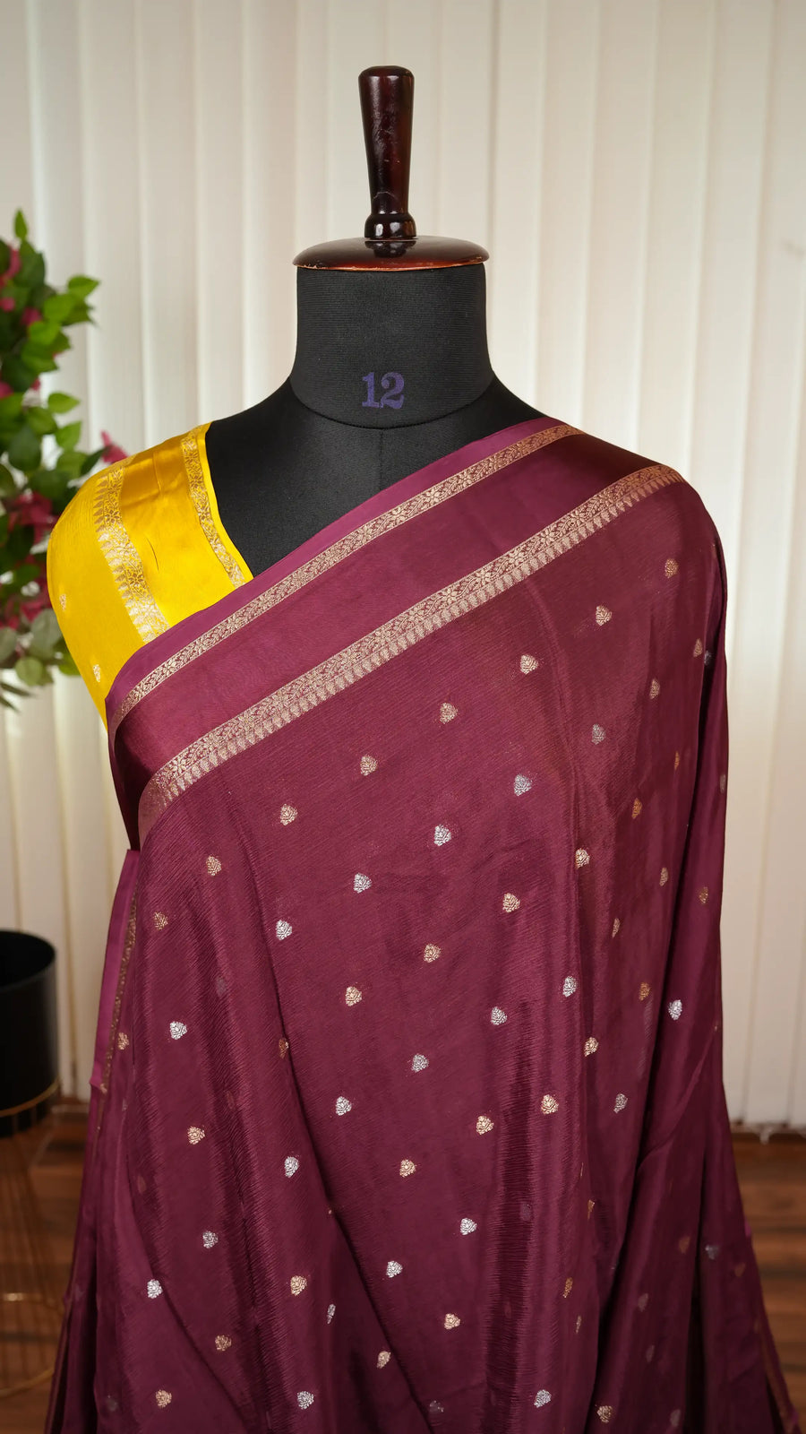 Premium Crepe With Zari Butta And Satin Border
