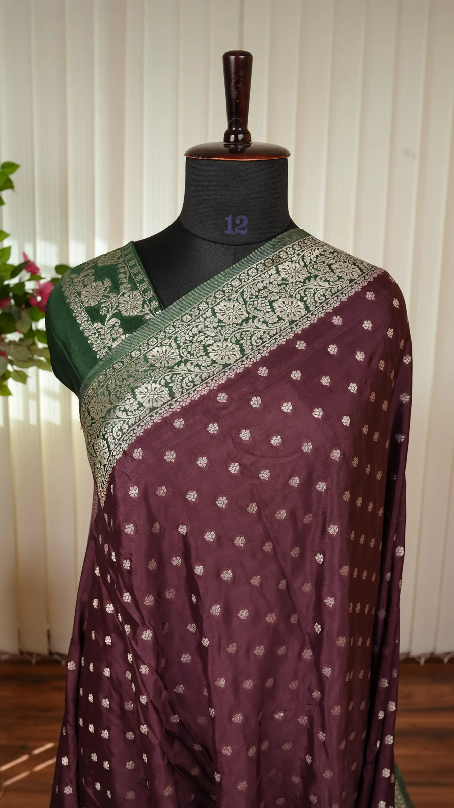 Semi Viscose Silk With Zari Butta And Contrast Zari Border