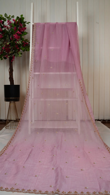 Crush Chiffon With Pearl Cut Work Border