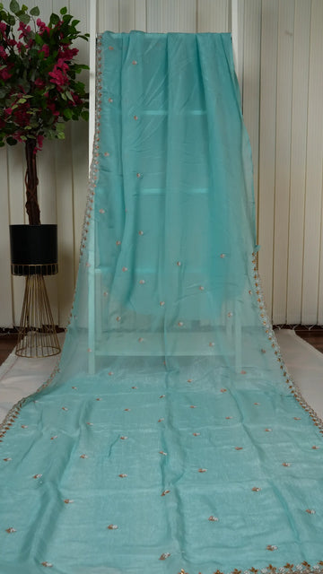 Crush Chiffon With Pearl Cut Work Border