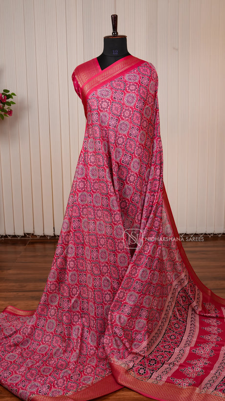 Semi Dola With Ajark Print