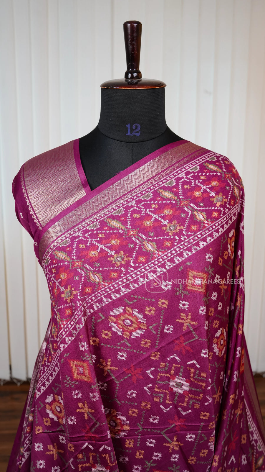 Semi Dola Saree With Patola Printed Concept And Zari Border