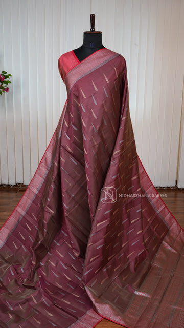 Semi Tussar Silk Saree With Muniya Concept And Contrast Border