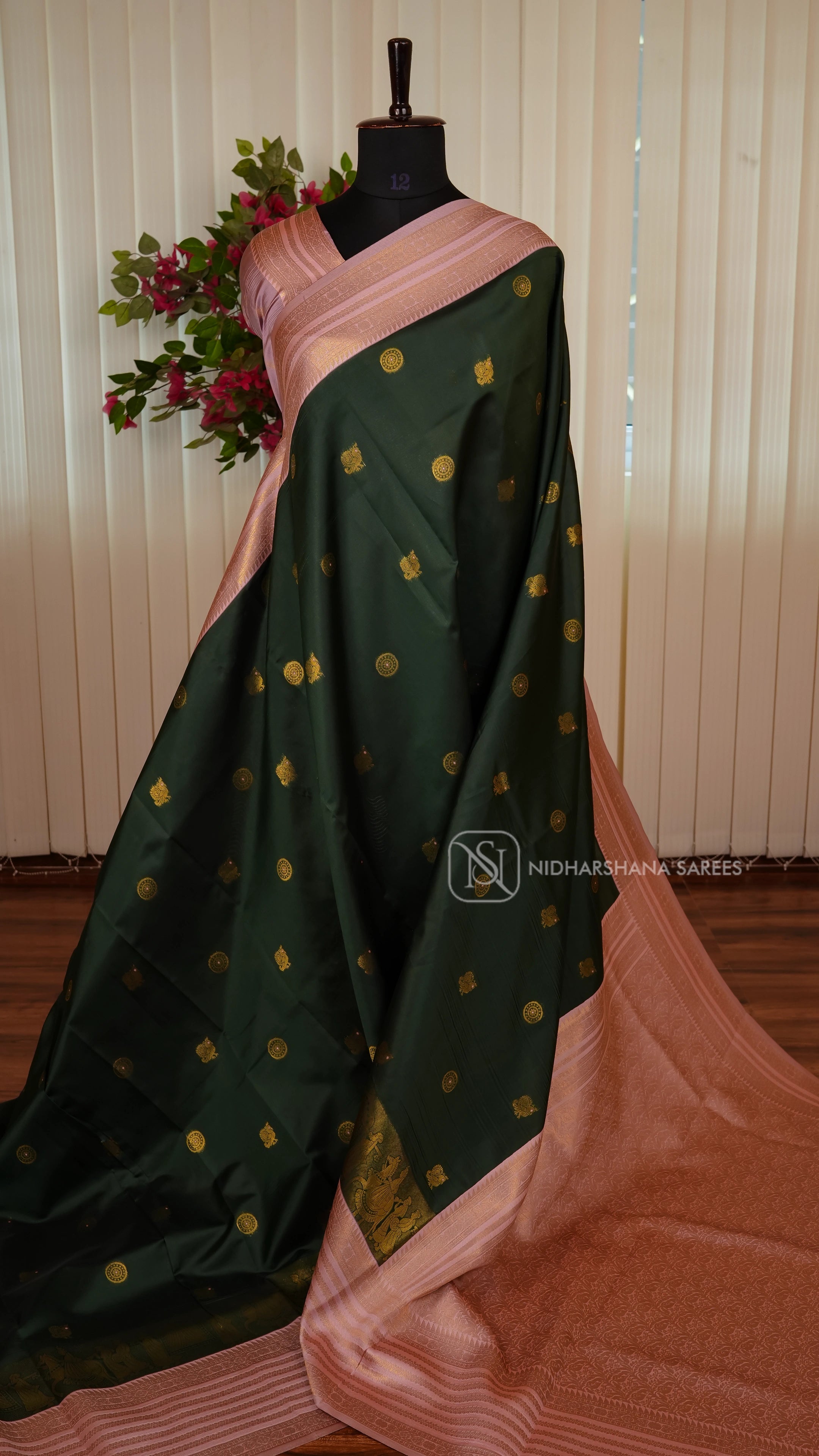 Semi Silk With Zari Butta And Contrast Zari Border