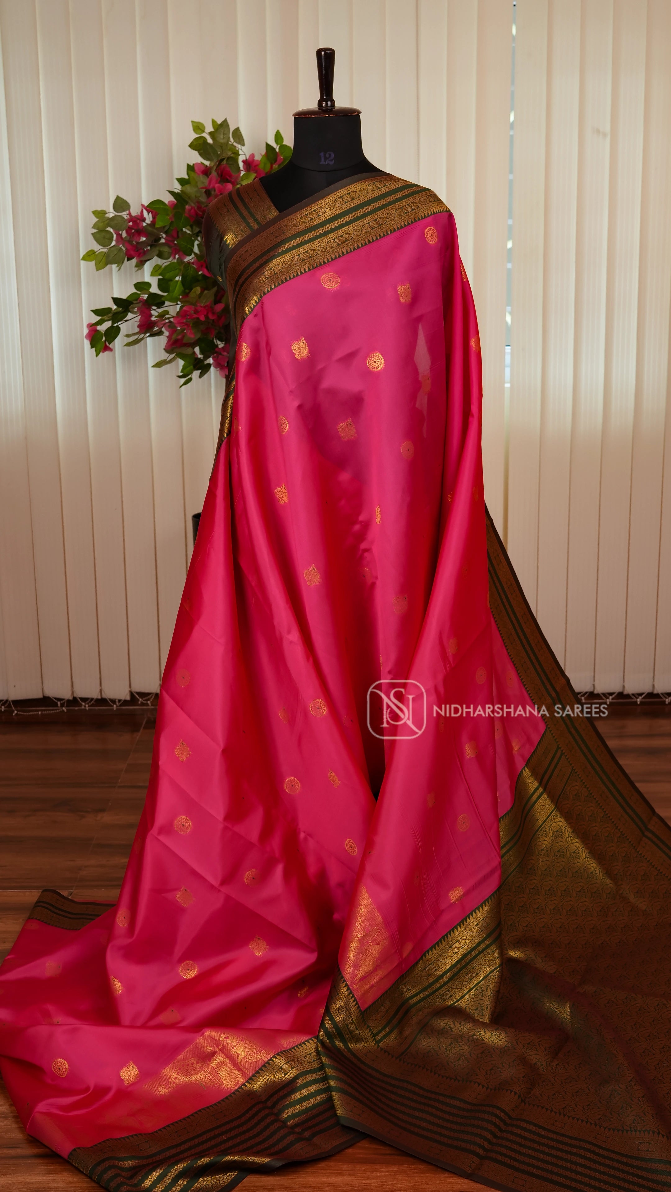 Semi Silk With Zari Butta And Contrast Zari Border