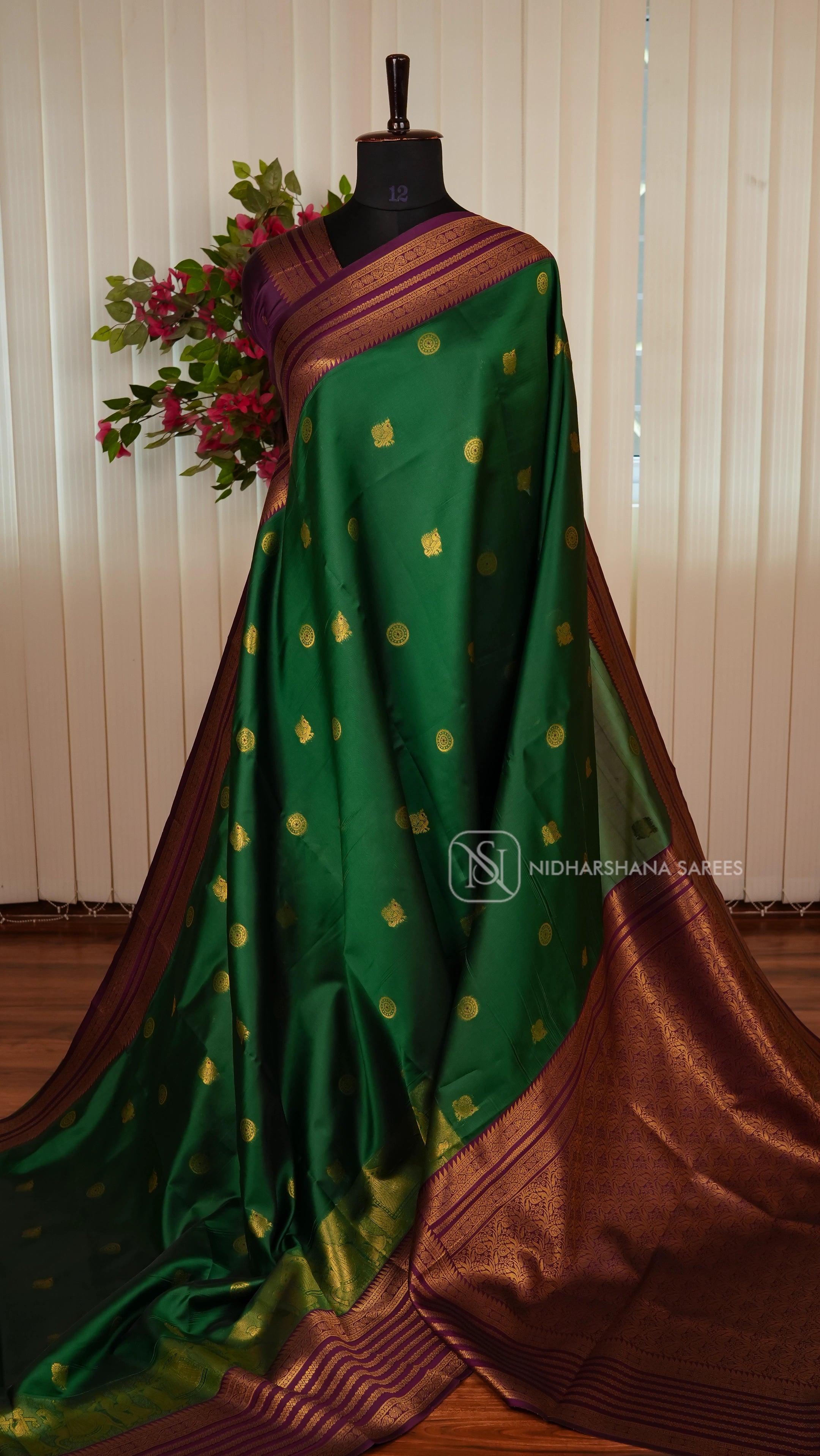 Semi Silk With Zari Butta And Contrast Zari Border