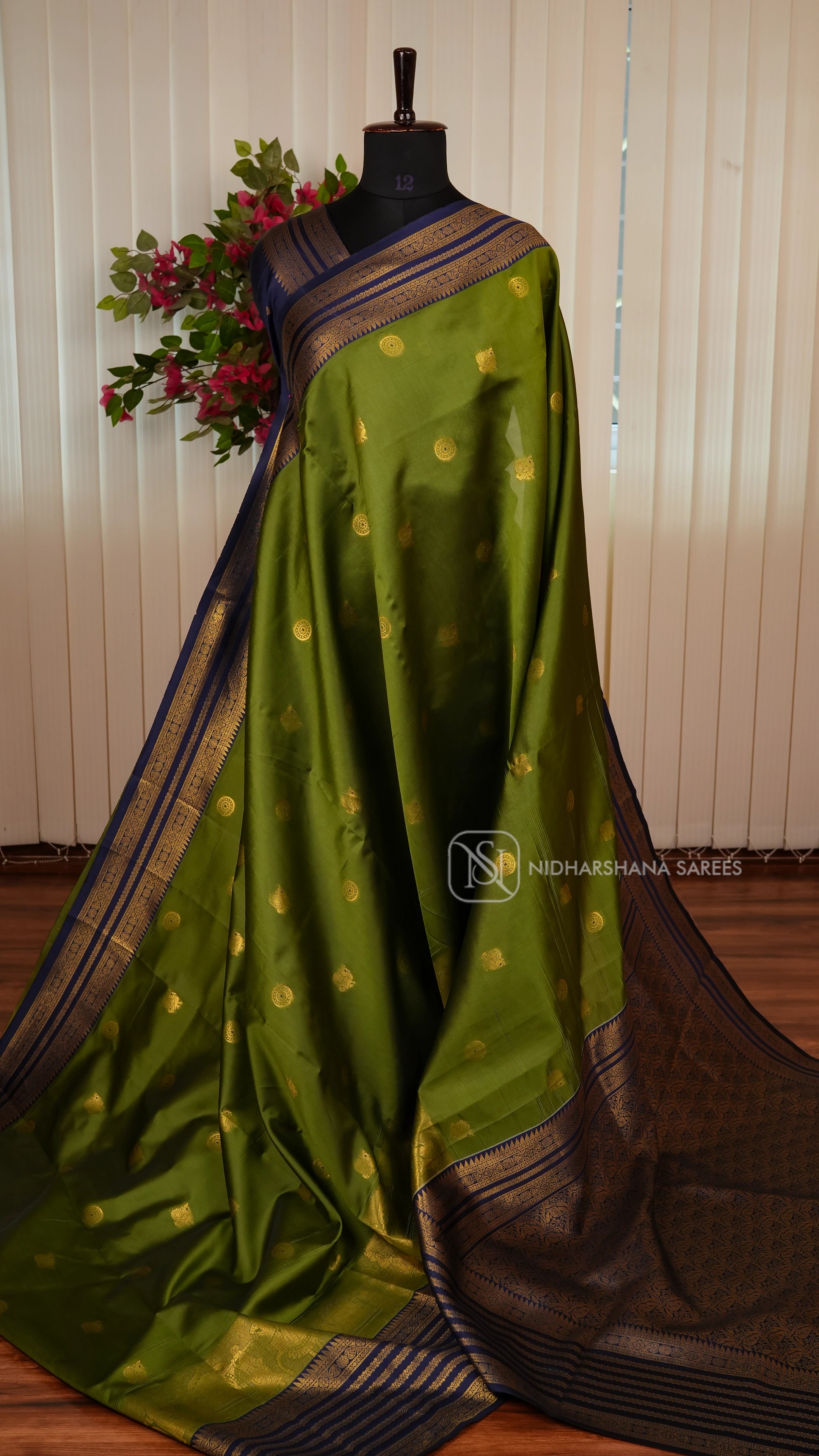 Semi Silk With Zari Butta And Contrast Zari Border