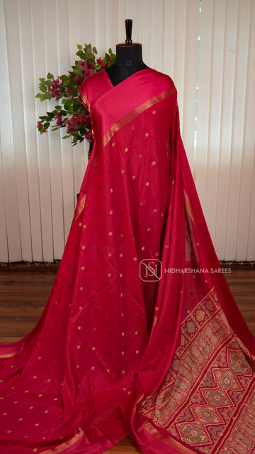 Tussar Georgette Saree With Zari Butta And Ajarak Printed Pallu
