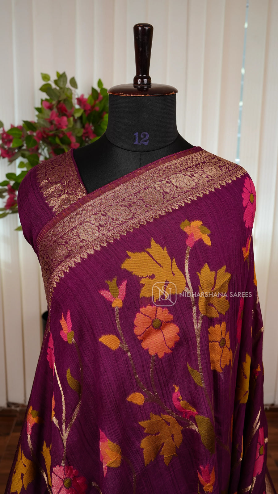 Tussar Georgette Saree With Complete Meena Concept And Banarasi Pallu