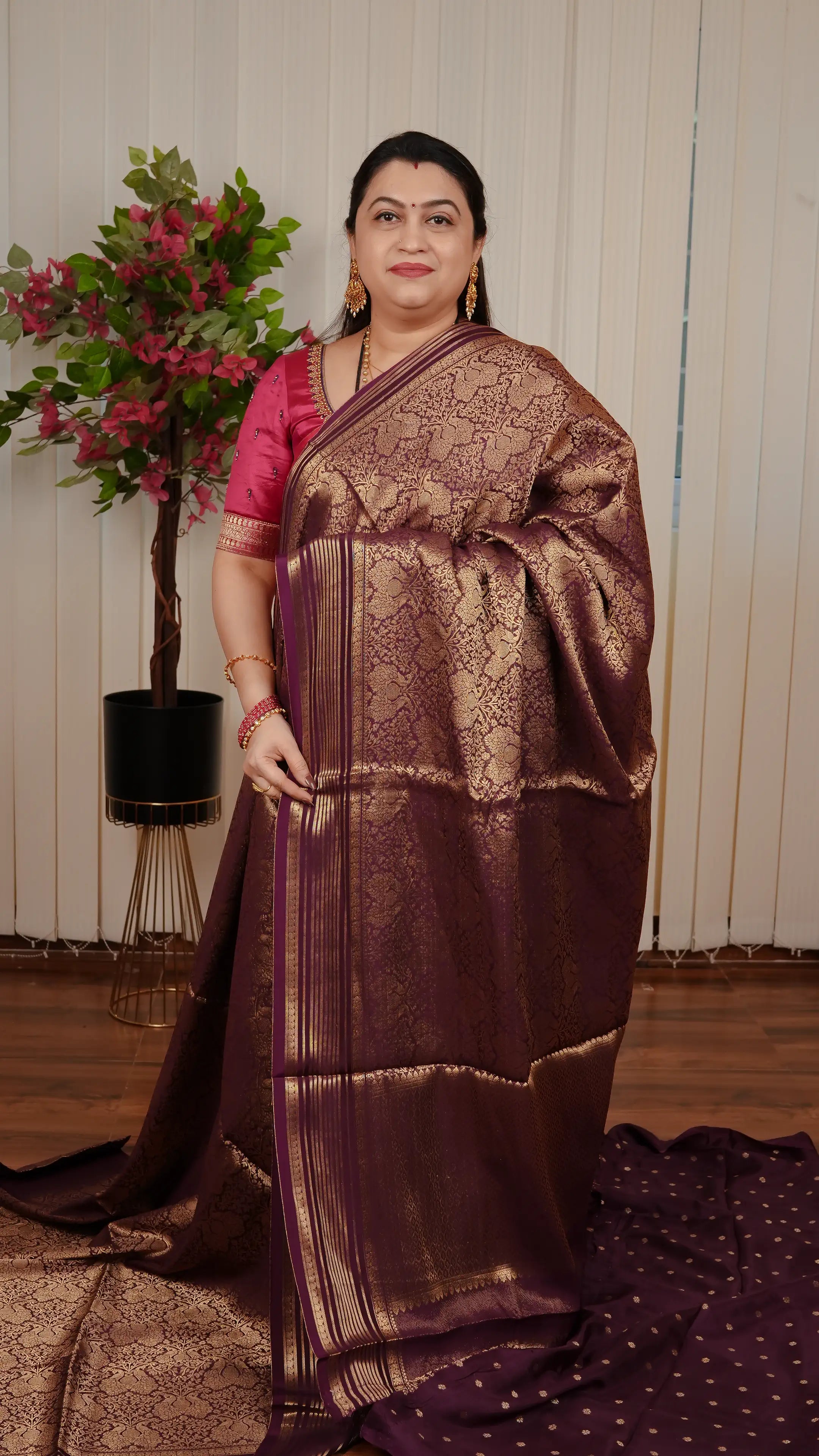 Semi Banarasi Silk With Peacock Zari Weaving Concept