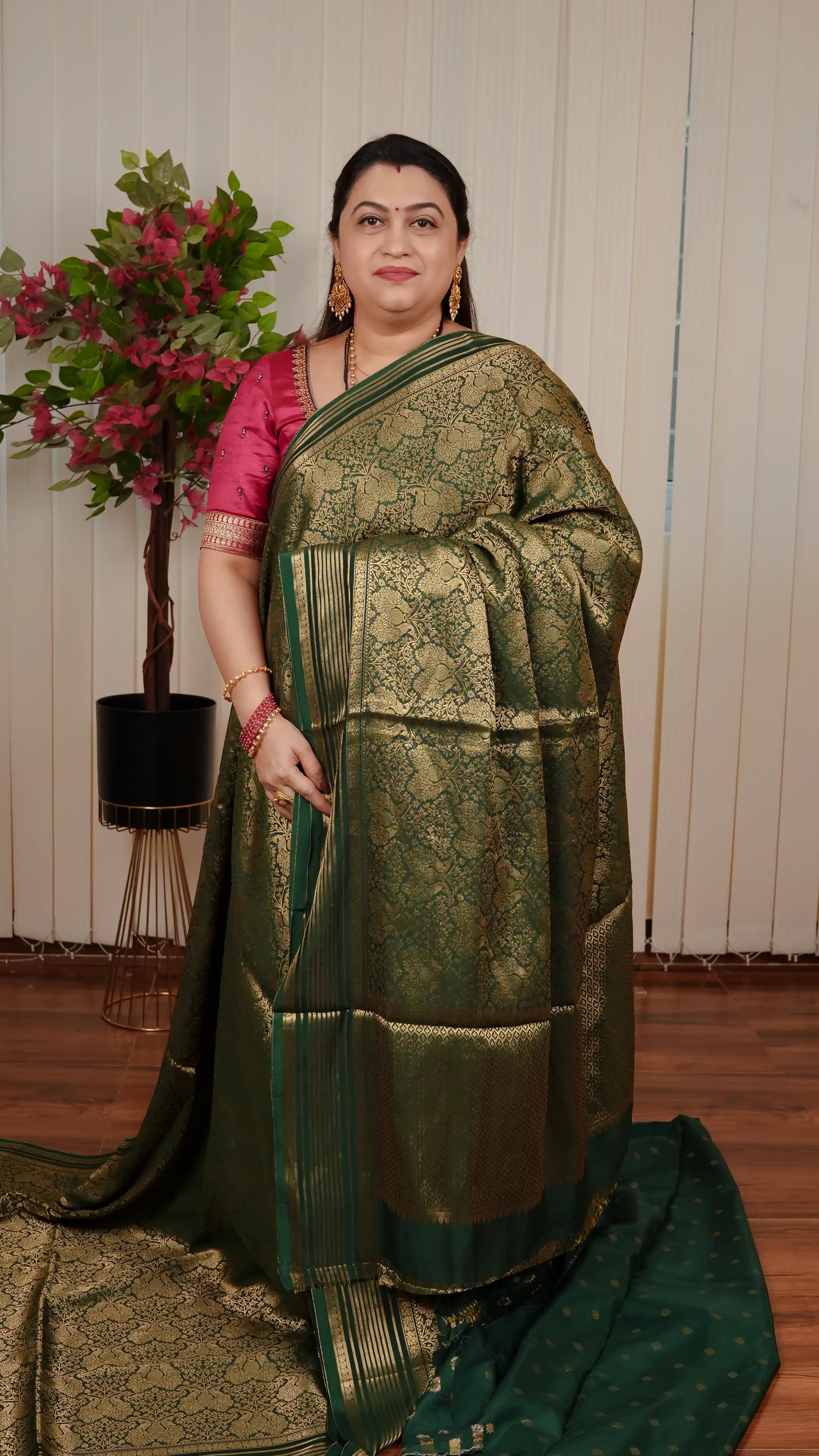 Semi Banarasi Silk With Peacock Zari Weaving Concept