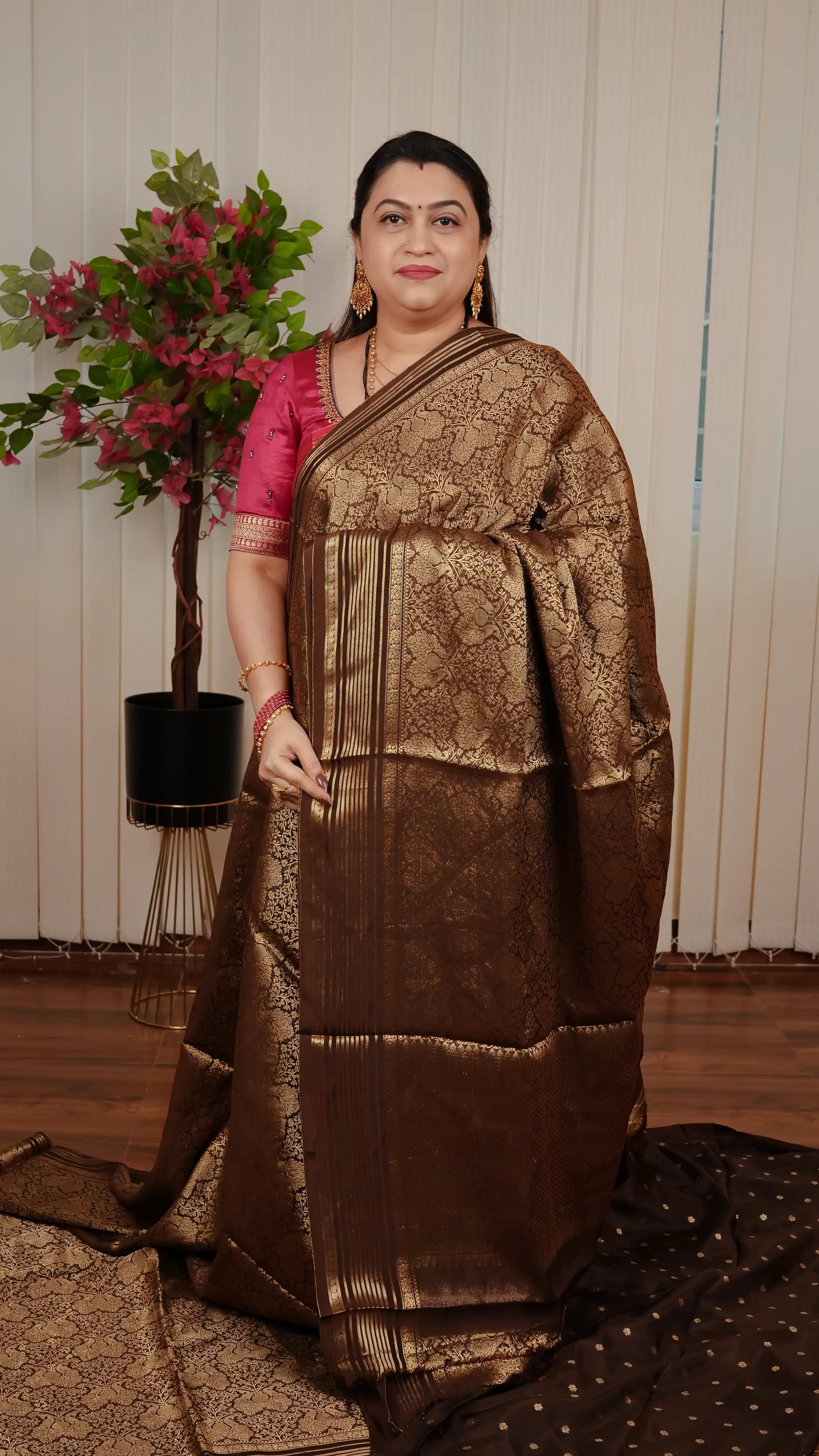 Semi Banarasi Silk With Peacock Zari Weaving Concept