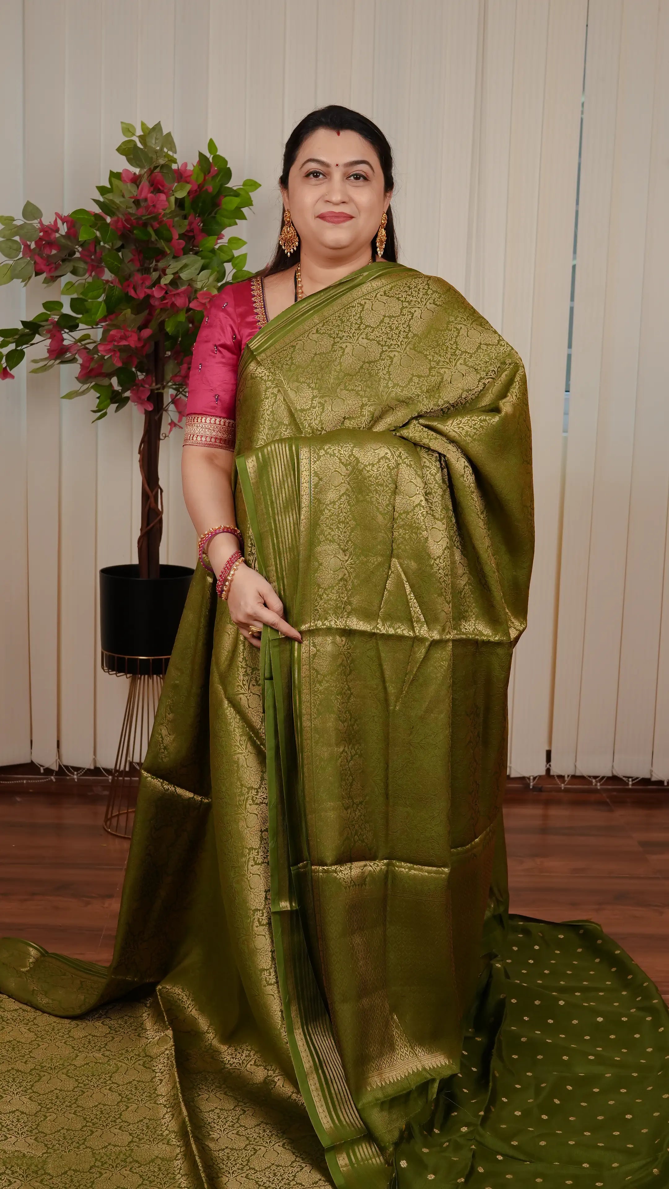 Semi Banarasi Silk With Peacock Zari Weaving Concept