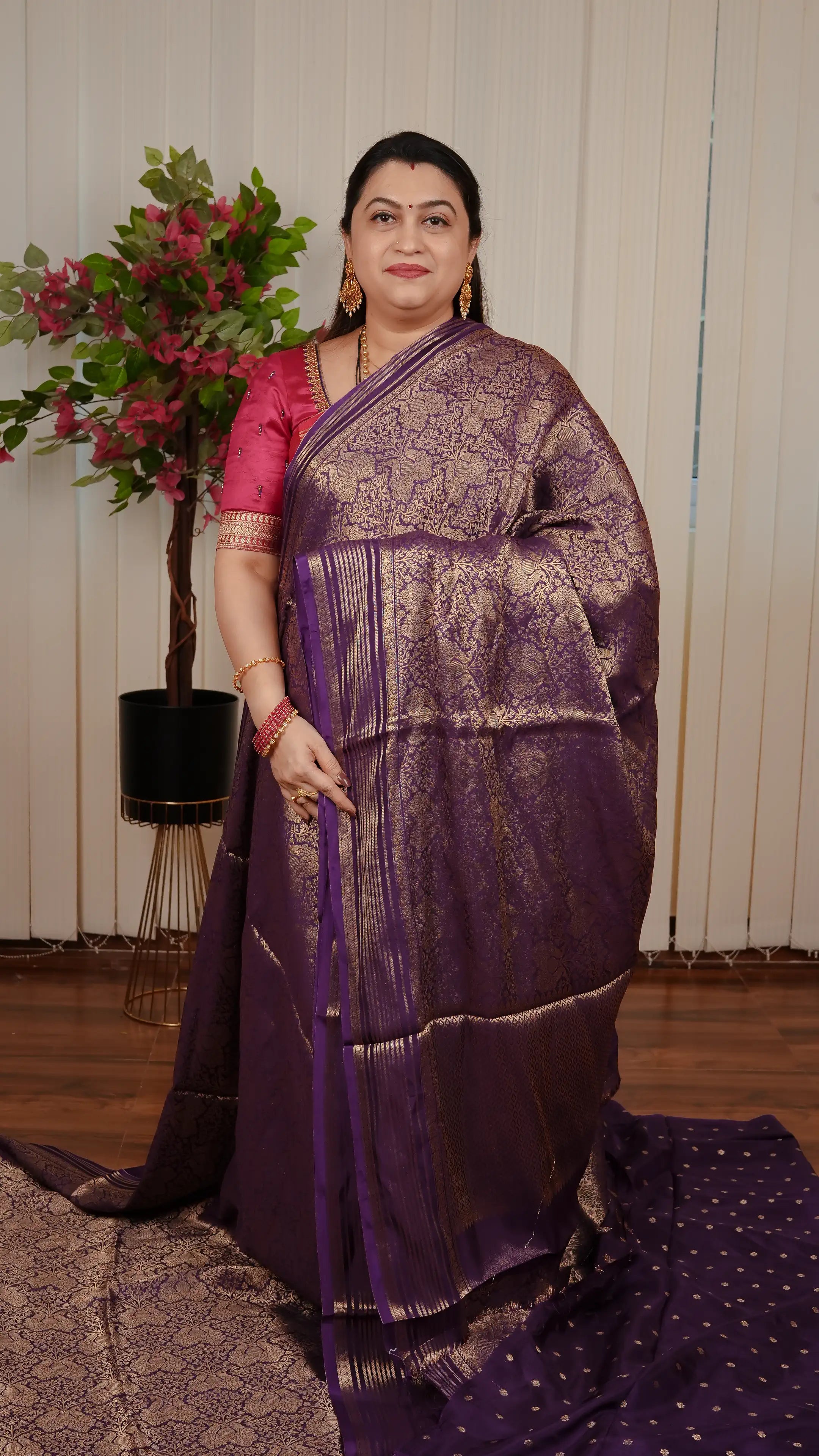 Semi Banarasi Silk With Peacock Zari Weaving Concept