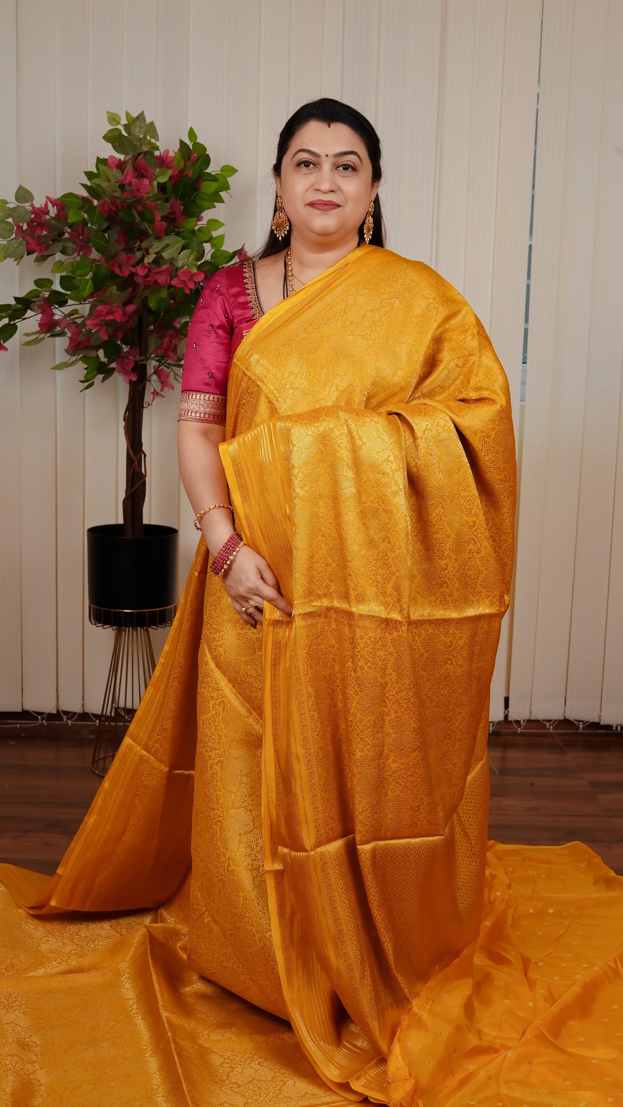 Semi Banarasi Silk With Peacock Zari Weaving Concept