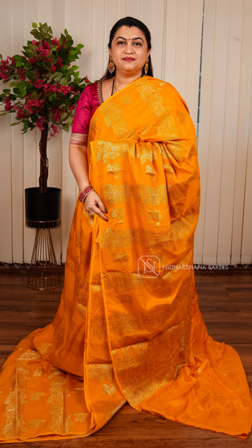 Mix Chiffon Saree With Vertical Zari Lines And Elephant Butta