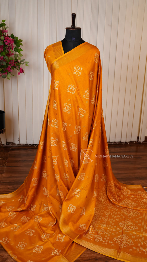 Semi Dola With Zari Butta And Digital Print