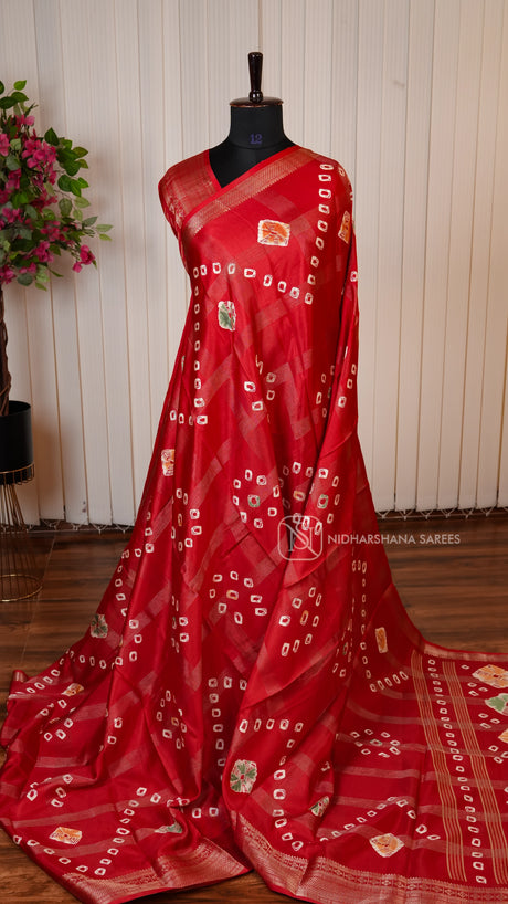 Semi Dola With Zari Lines And Digital Print