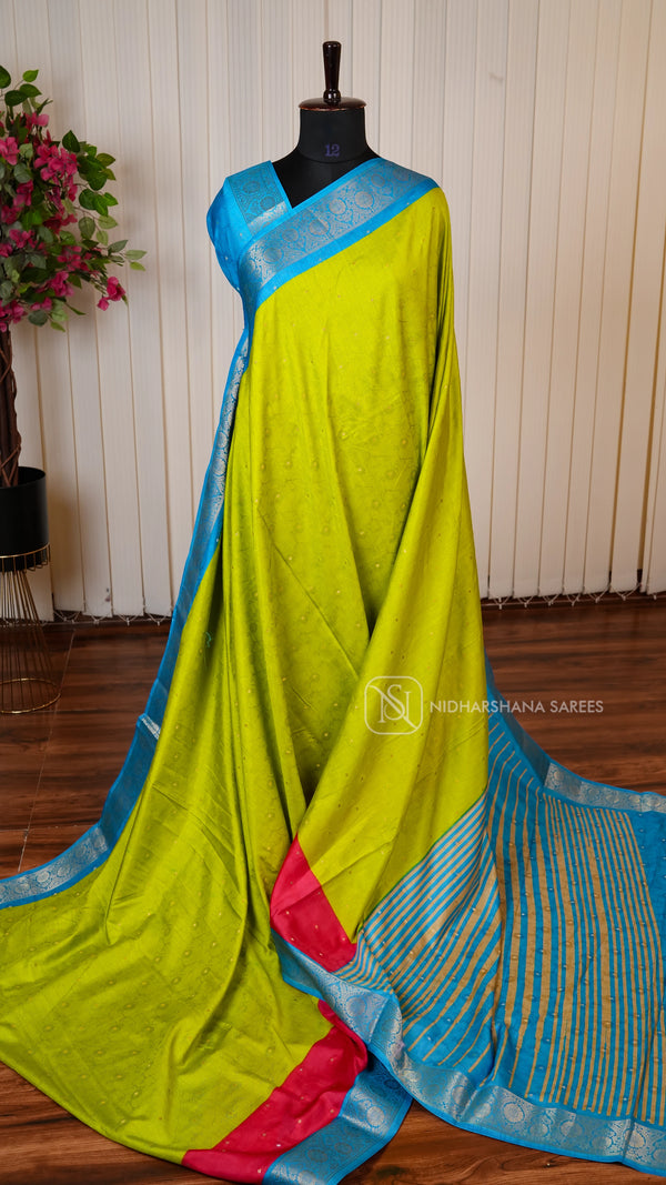 Viscose Dola With Zari Butta And Thread Emboss Concept