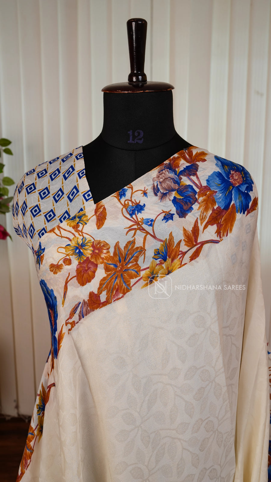 Semi Georgette With Floral Digital Print And Thread Emboss Concept