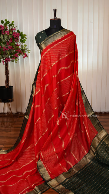Premium Crepe Silk Saree With Zari Checks And Contrast Border