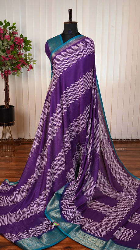 Semi Georgette With Zig Zag Print
