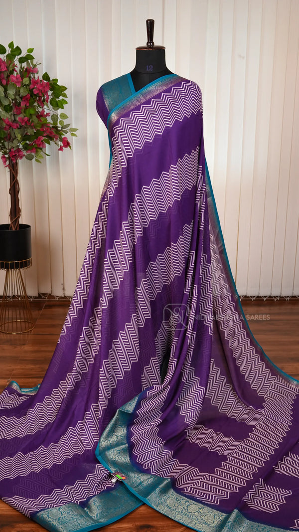 Semi Georgette With Zig Zag Print
