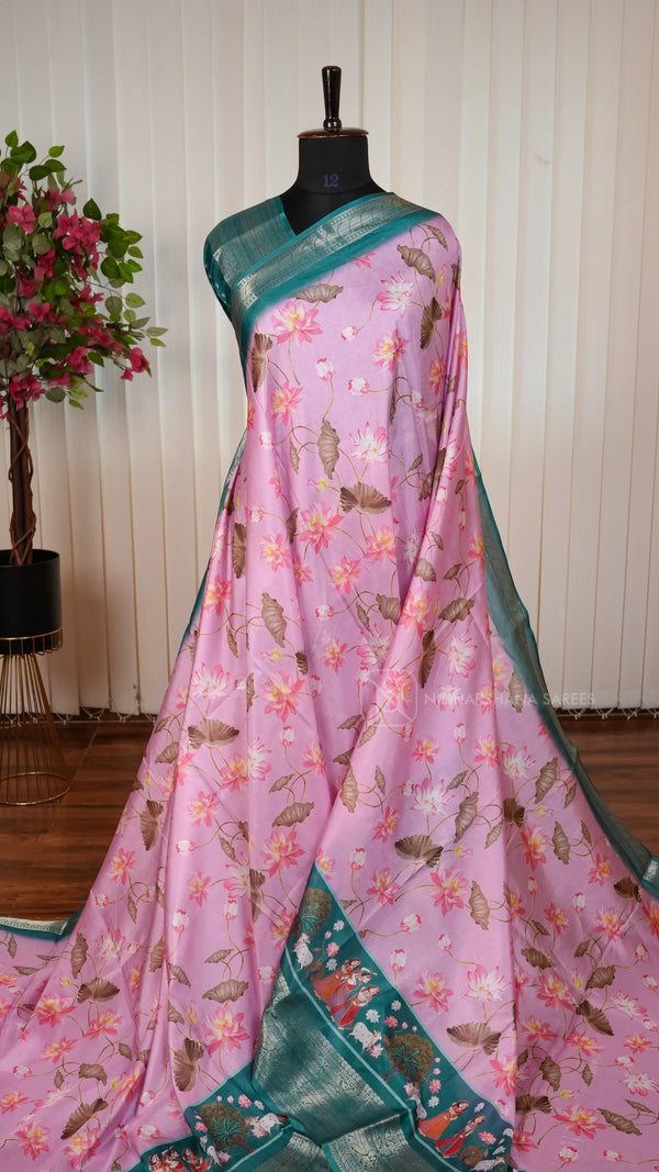 Semi Georgette With Pichwai Print Concept