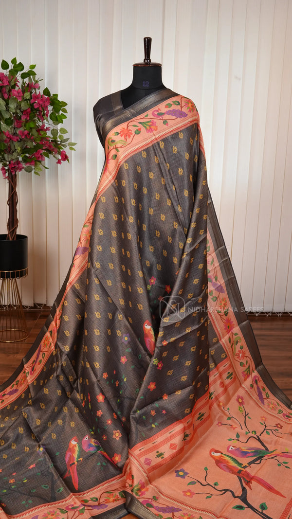 Tussar Silk With Paithani Concept