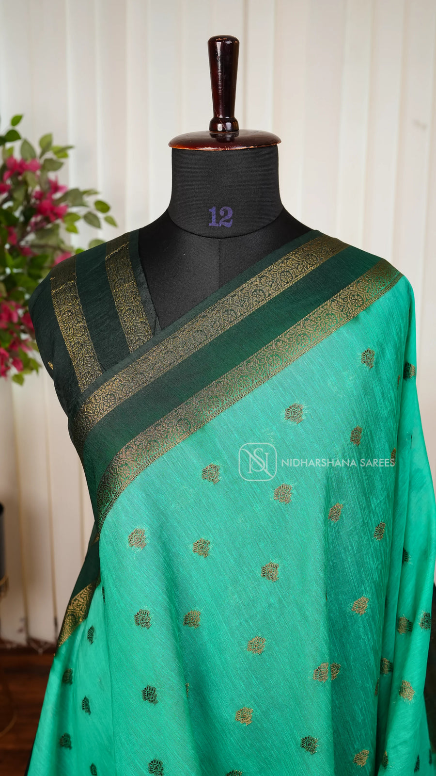 Mix Cotton Saree With Zari Butta And Contrast Gap Style Border