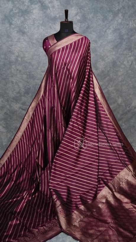 Semi Tussar Silk Saree With Zari Lehariya Concept
