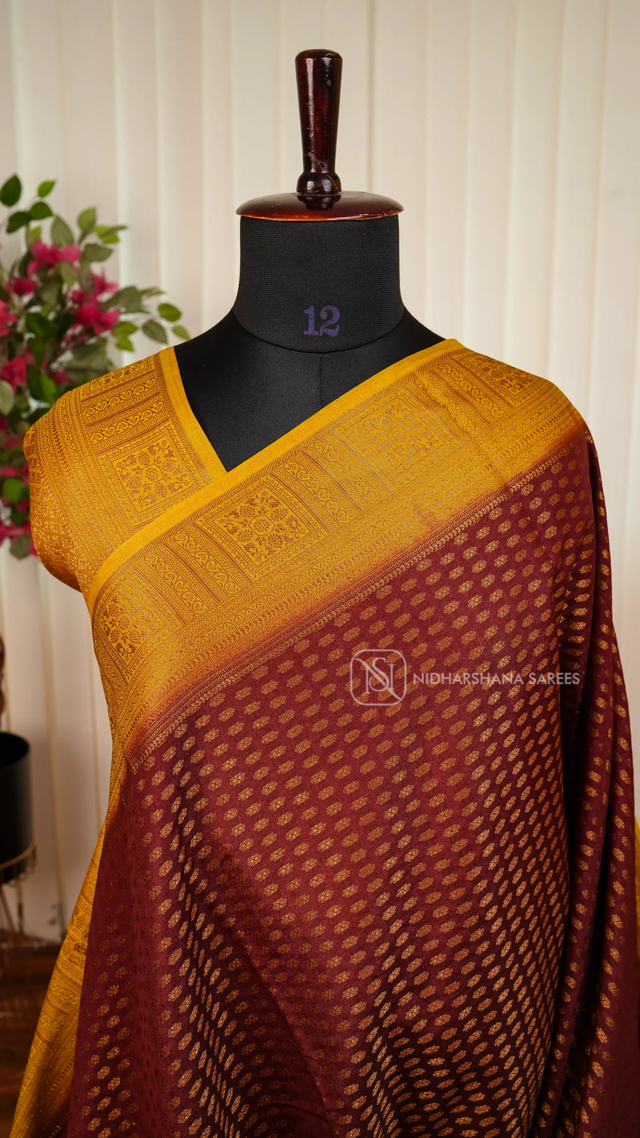 Semi Crepe Silk Saree With Zari Butta And Contrast Border