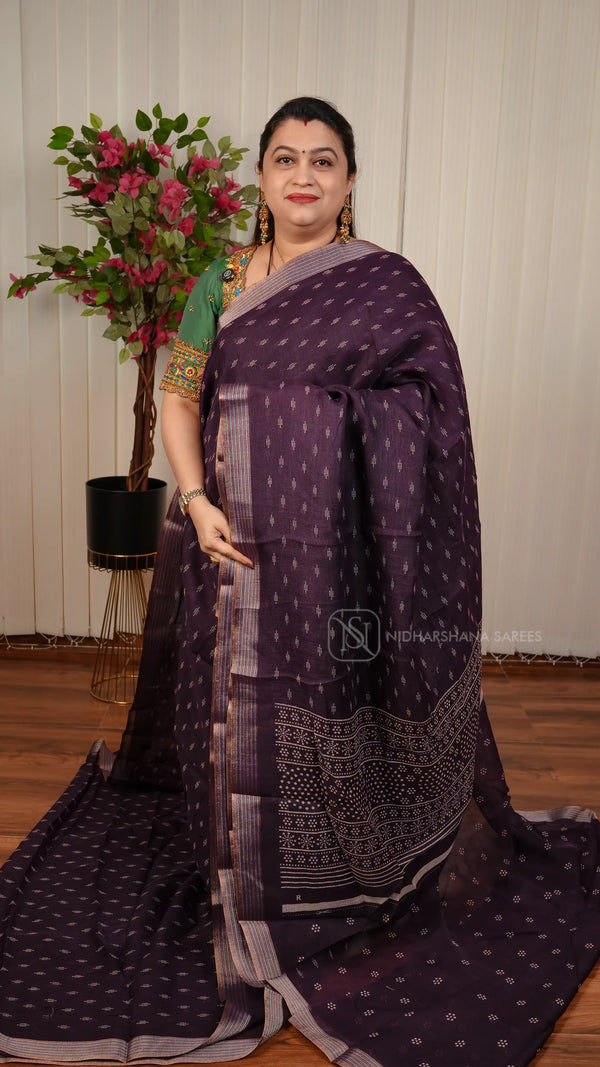 Kota Cotton With Digital Print Butta And Zari Border