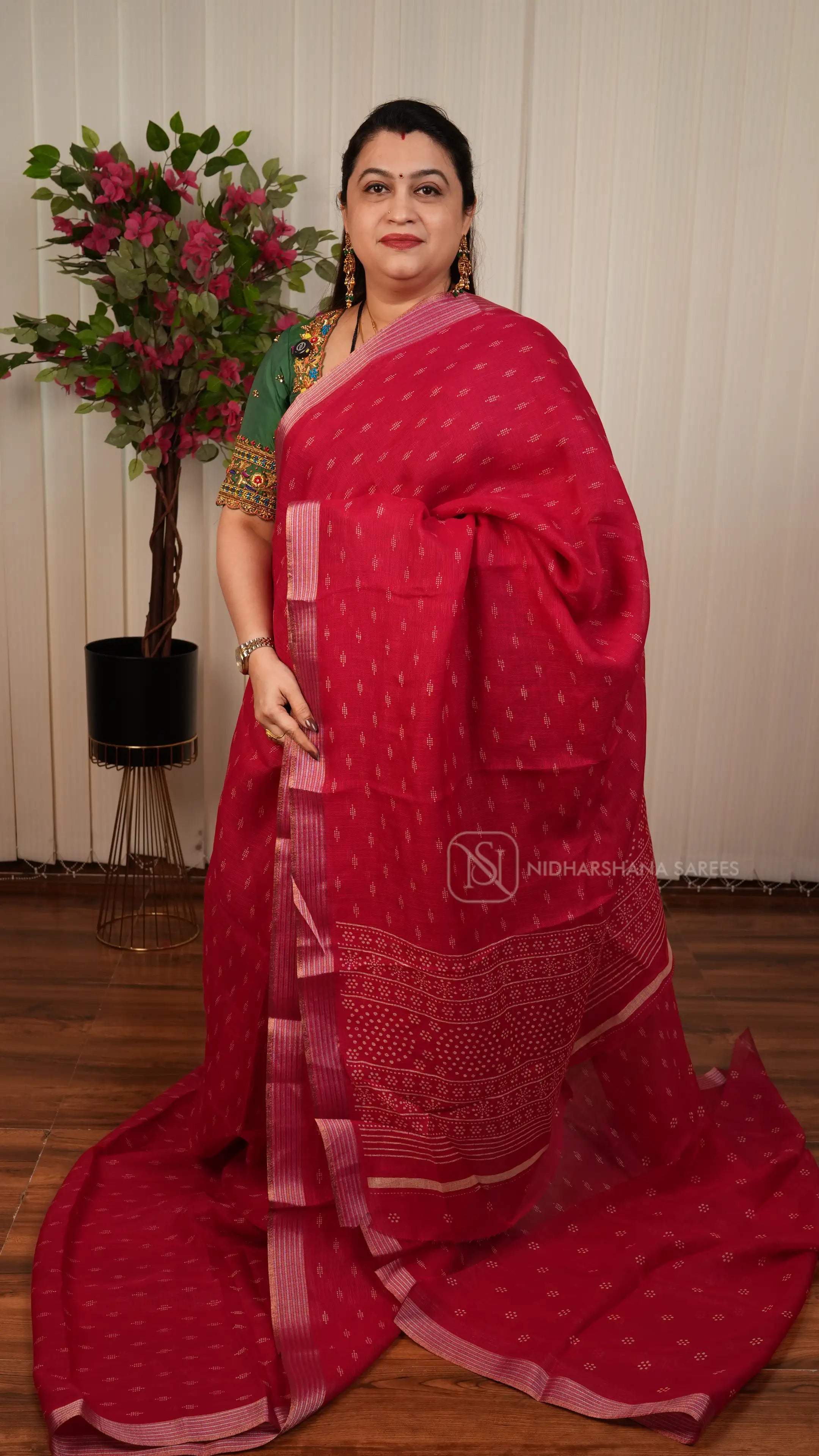 Kota Cotton With Digital Print Butta And Zari Border