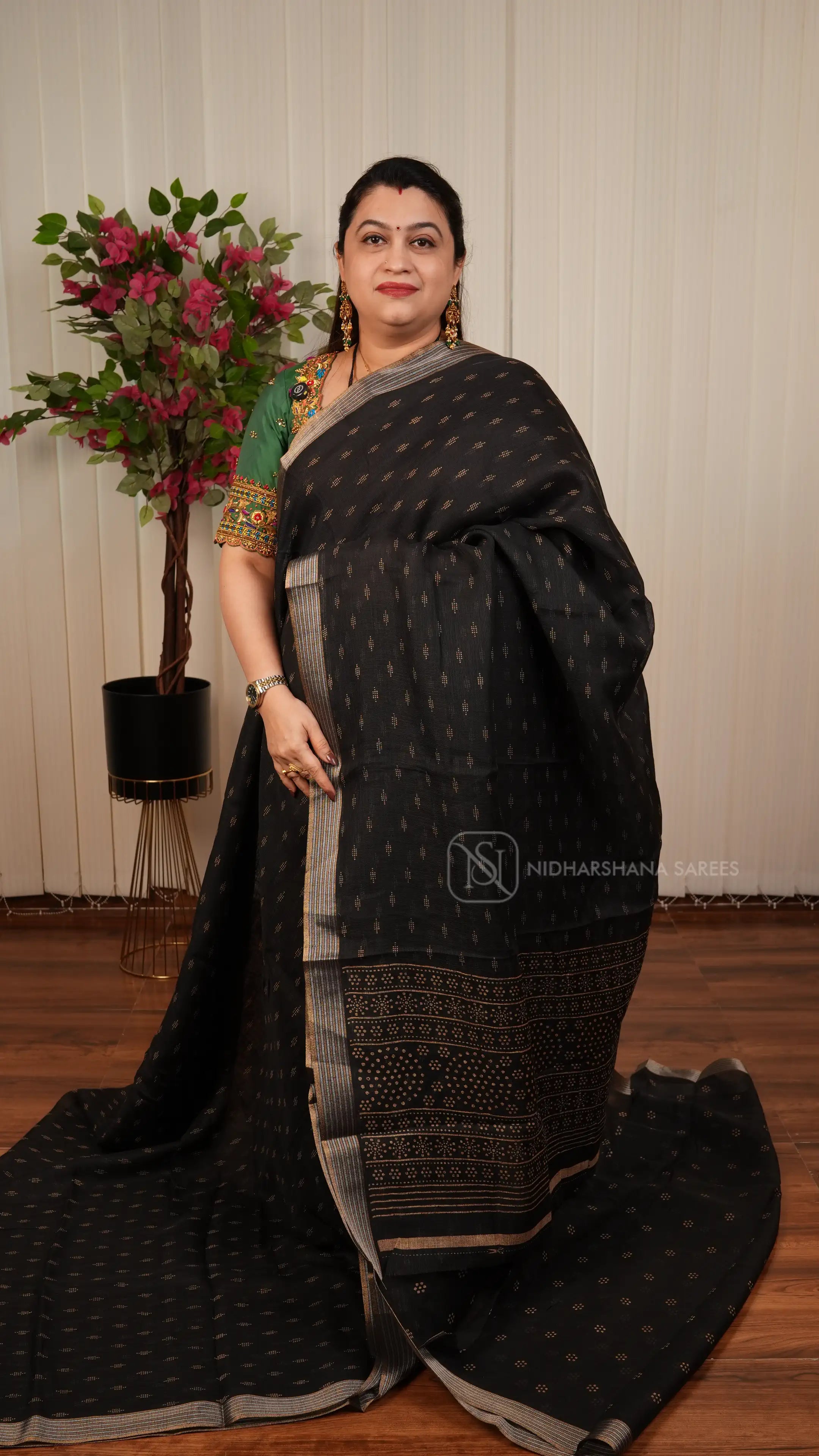 Kota Cotton With Digital Print Butta And Zari Border