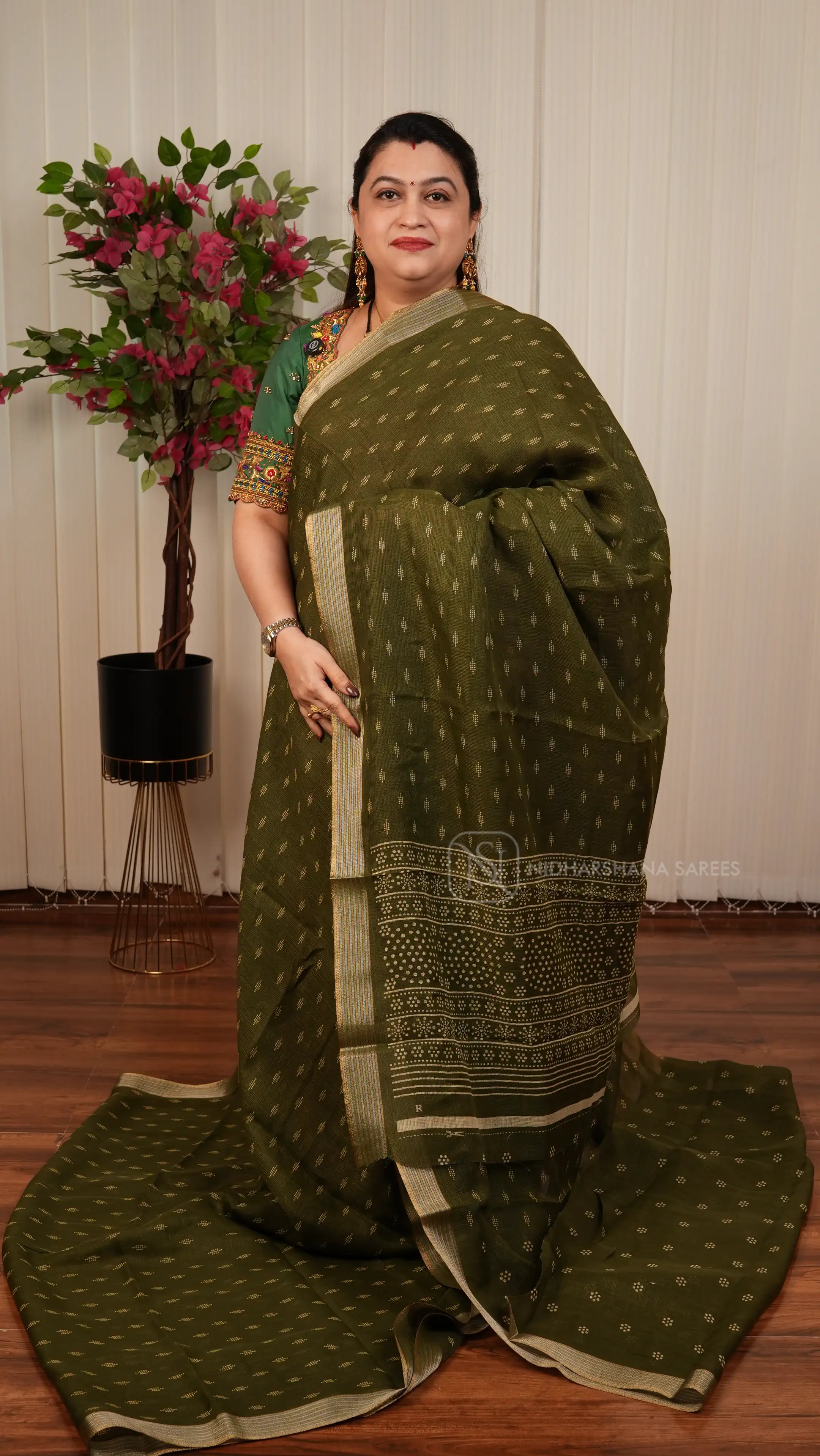 Kota Cotton With Digital Print Butta And Zari Border