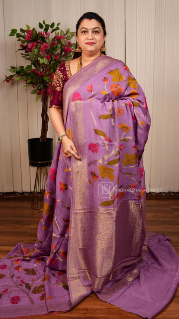 Tussar Georgette Saree With Complete Meena Concept And Banarasi Pallu