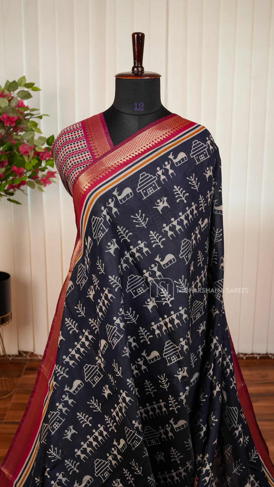 Viscose Cotton With Digital Print And Chit Zari Border