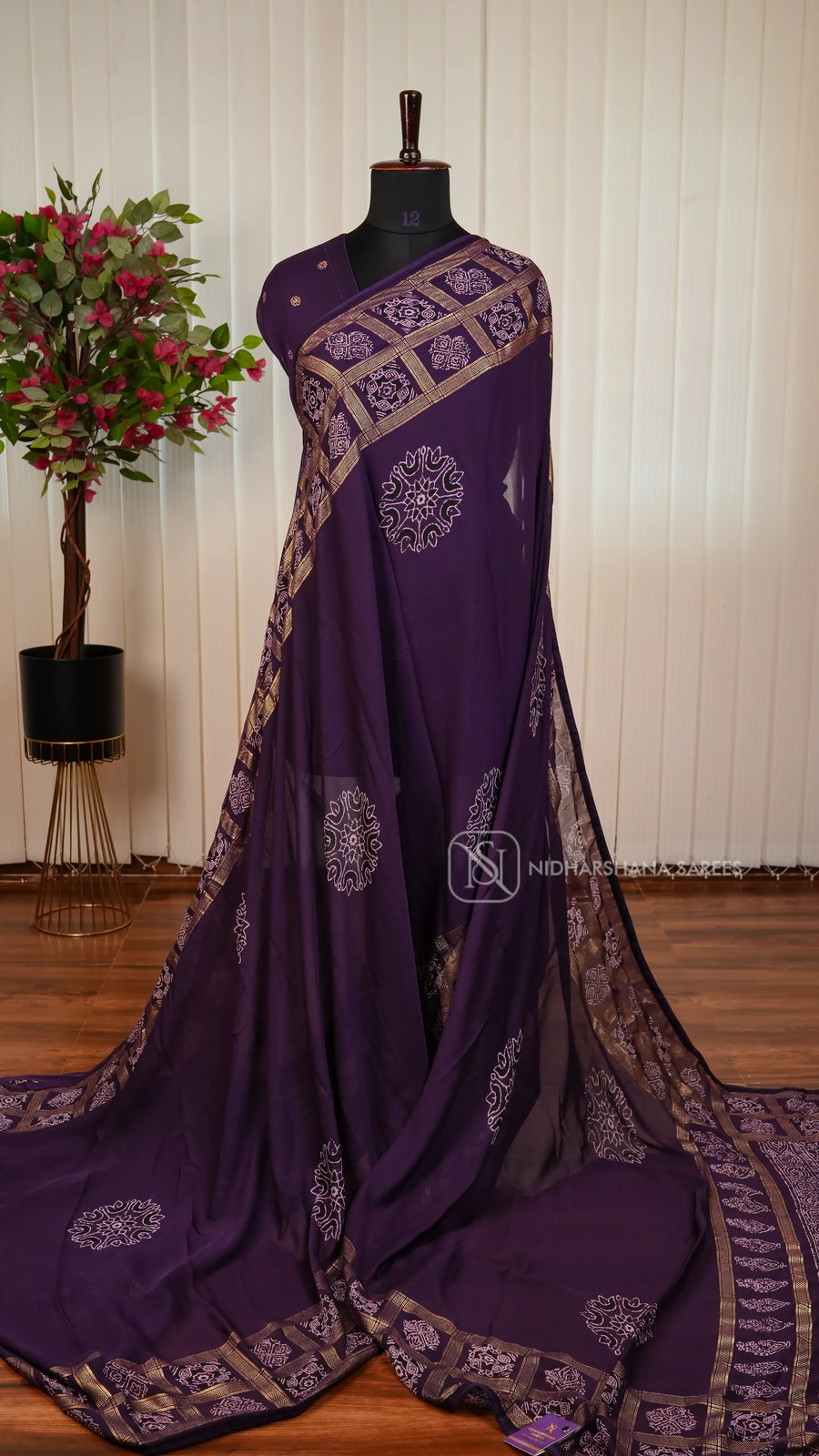 Semi Georgette With Digital Print And Foil Print Border