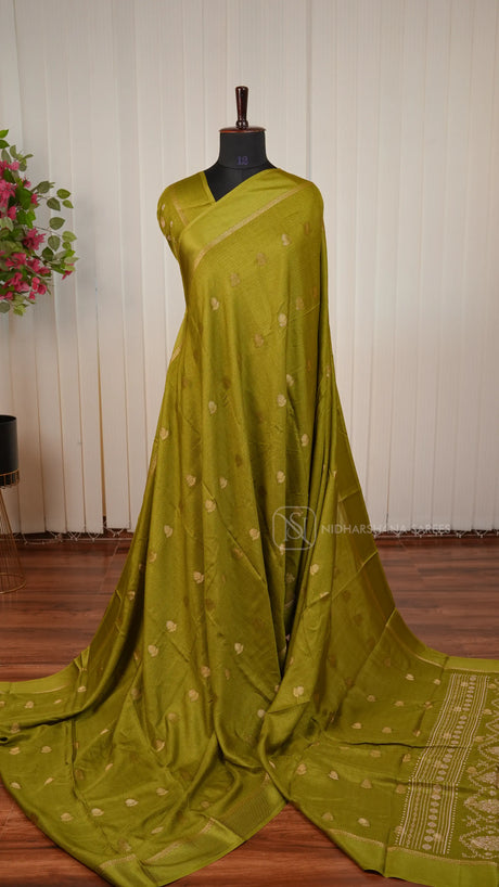 Tussar Georgette Saree With Zari Butta And Printed Pallu