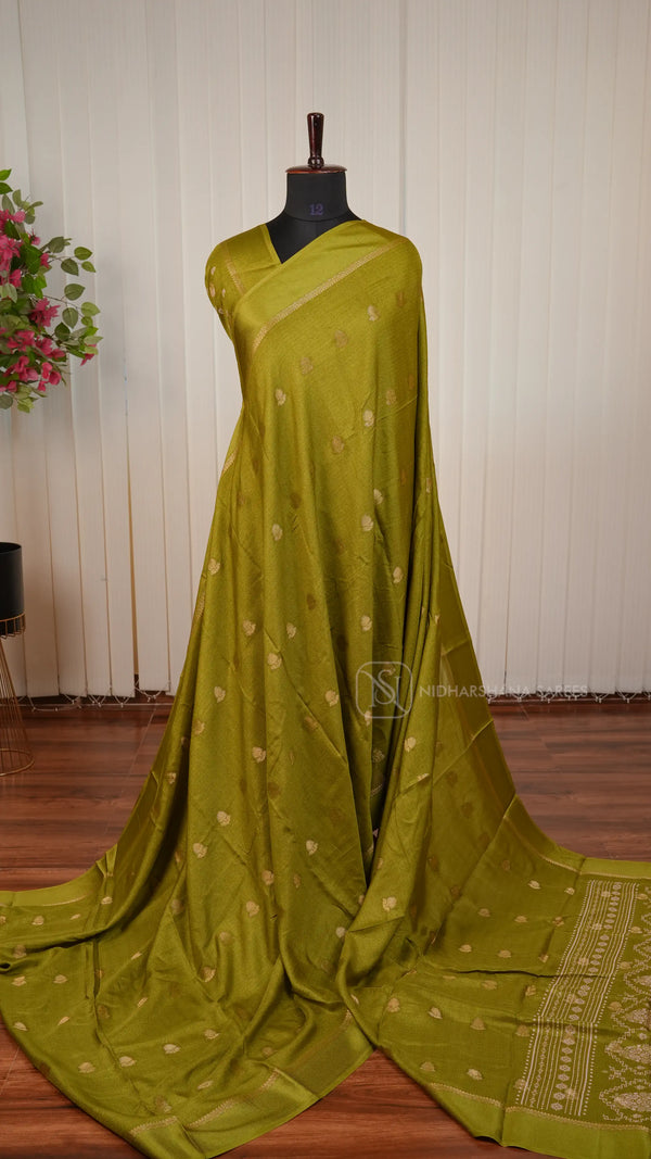 Tussar Georgette Saree With Zari Butta And Printed Pallu